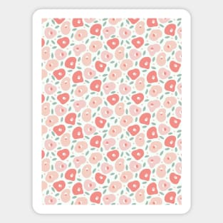 Abstract Floral Pattern Pink, Peach and Light Green Magnet